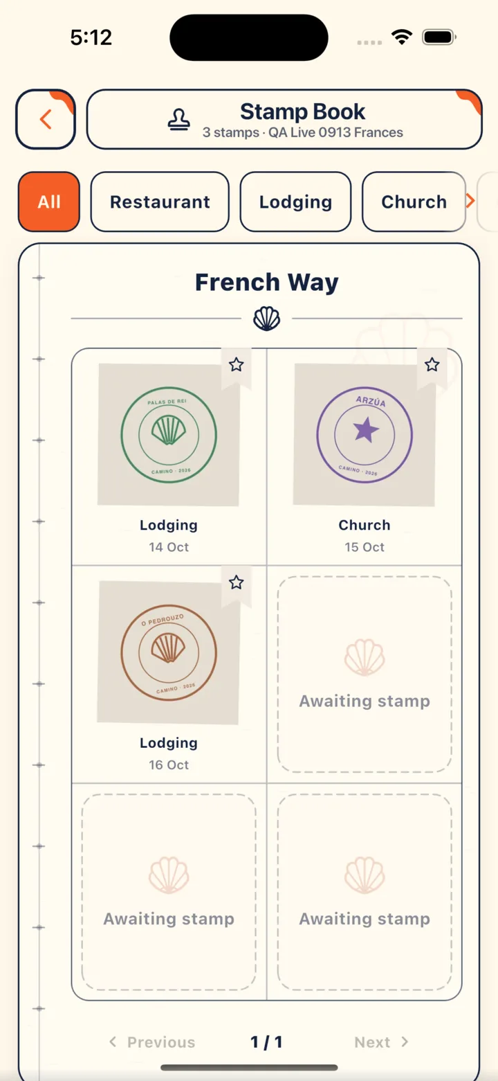 Flipping through the Stamp Book: arranged in order of your journey (sample stamps)