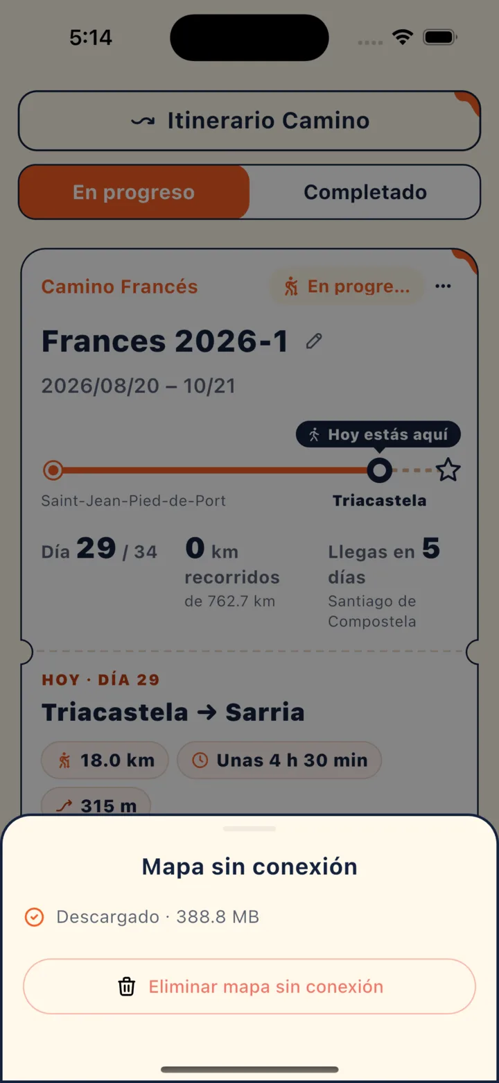 Descarga completada: el Camino Francés completo ocupa unos 389 MB