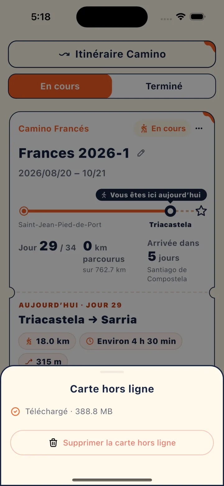 Téléchargement terminé : l'intégralité du Camino Francés pèse environ 389 MB
