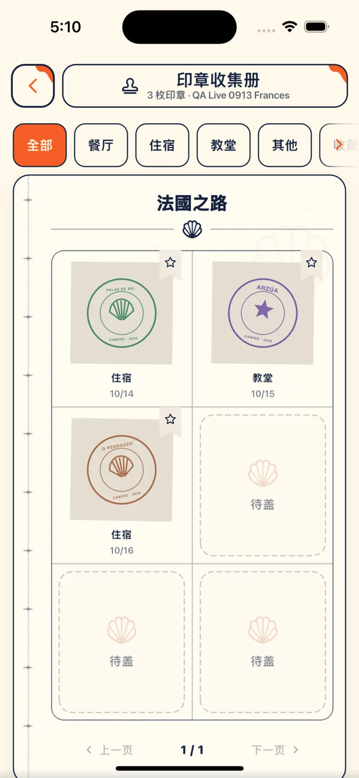 翻阅印章册：按旅程顺序排列（示意章）